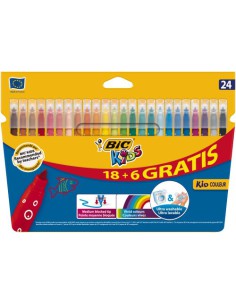 ESTUCHE 24 ROTULADORES ULTRALAVABLES KID COULEUR TRAZO 0,8MM. BIC 9117373
