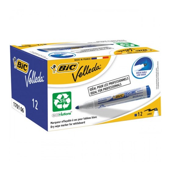 MARCADOR PARA PIZARRA BLANCA 1701 TINTA A BASE DE ALCOHOL TRAZO 1,5MM. AZUL VELLEDA 904938 (x12 unidades)