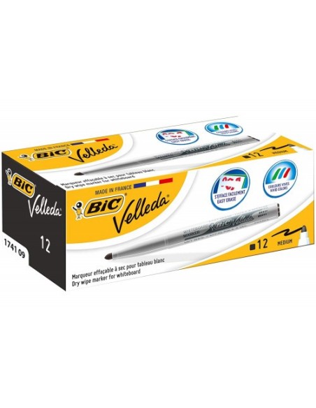 MARCADOR PARA PIZARRA BLANCA 1741 TINTA A BASE DE ACETONA TRAZO 1,4MM. NEGRO VELLEDA 9581711 (x12 unidades)