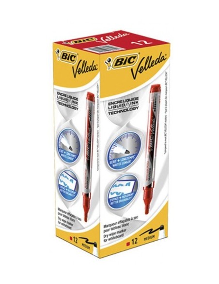 MARCADOR PARA PIZARRA BLANCA TINTA LIQUIDA TRAZO 2MM. ROJO VELLEDA 902089 (x12 unidades)