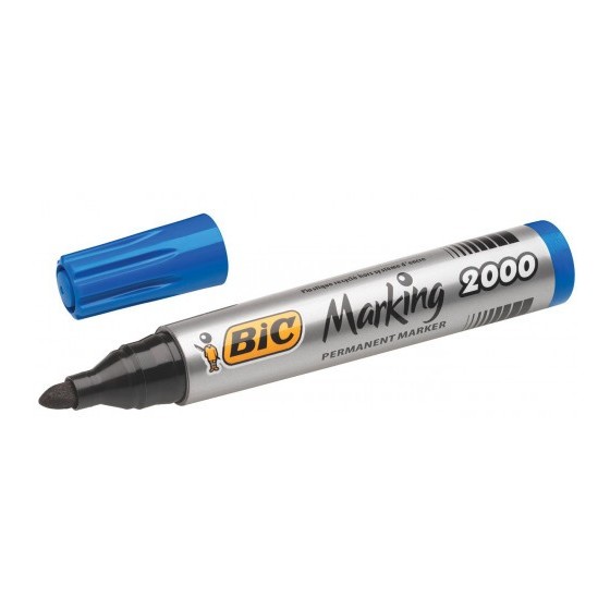 MARCADOR PERMANENTE 2000 PUNTA REDONDA TRAZO 1,7MM AZUL BIC 8209143 (x12 unidades)