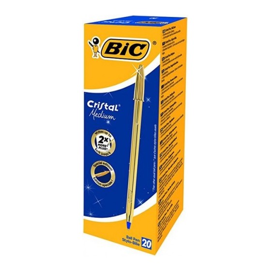 BOLIGRAFO CRISTAL CELEBRATE TRAZO 0,4 MM. COLOR ORO BIC 9213401 (x20 unidades)