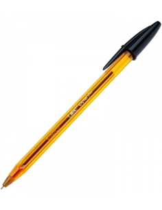 BOLIGRAFO CRISTAL FINE CUERPO NARANJA TRAZO 0,3 MM. COLOR NEGRO BIC 872731 (x50 unidades)