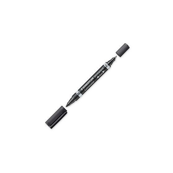 MARCADOR DUO LUMOCOLOR PERMANENTE PUNTAS 0,6/1MM. 1MM. NEGRO STAEDTLER 348-9 (x10 unidades)