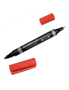 MARCADOR DUO LUMOCOLOR PERMANENTE PUNTAS 0,6/1MM. 1MM. ROJO STAEDTLER 348-2 (x10 unidades)