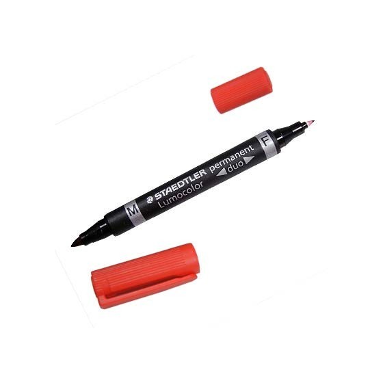 MARCADOR DUO LUMOCOLOR PERMANENTE PUNTAS 0,6/1MM. 1MM. ROJO STAEDTLER 348-2 (x10 unidades)