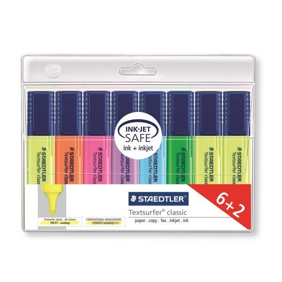 ESTUCHE 6+2 MARCADORES FLUORESCENTES TEXTSURFER CLASSIC 1-5MM. SURTIDOS STAEDTLER 364 A WP8