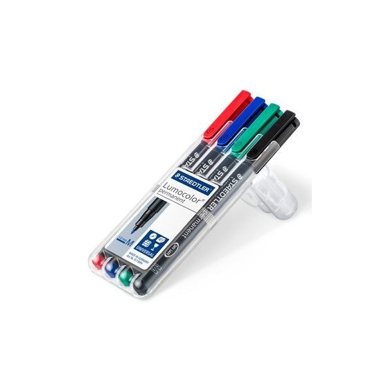 ESTUCHE 4 MARCADORES LUMOCOLOR PERMANENTE PUNTA MEDIA 1MM. SURTIDOS STAEDTLER 317 WP4