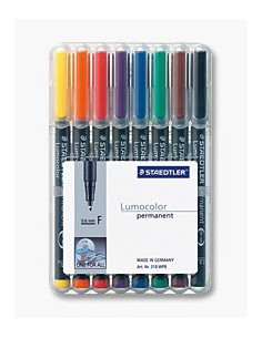 ESTUCHE 8 MARCADORES LUMOCOLOR PERMANENTE PUNTA FINA 0,6MM. SURTIDOS STAEDTLER 318 WP8