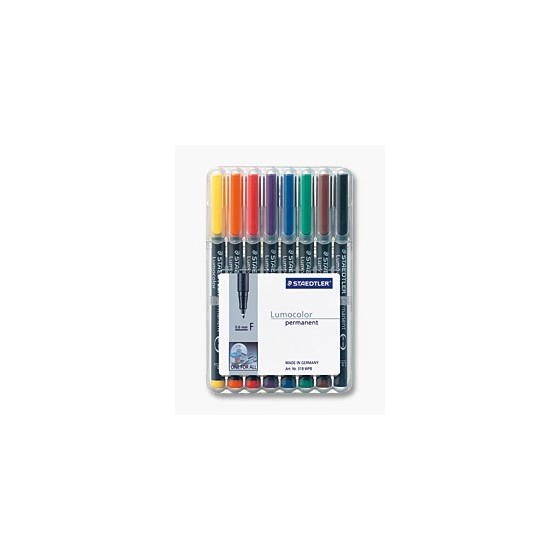 ESTUCHE 8 MARCADORES LUMOCOLOR PERMANENTE PUNTA FINA 0,6MM. SURTIDOS STAEDTLER 318 WP8