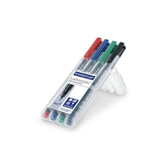 ESTUCHE 4 MARCADORES LUMOCOLOR PERMANENTE PUNTA FINA 0,6MM. SURTIDOS STAEDTLER 318 WP4