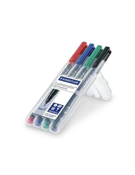 ESTUCHE 4 MARCADORES LUMOCOLOR PERMANENTE PUNTA FINA 0,6MM. SURTIDOS STAEDTLER 318 WP4