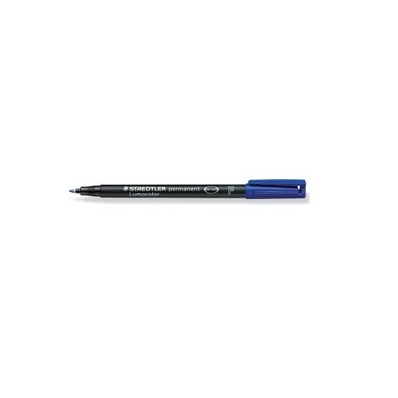 MARCADOR LUMOCOLOR PERMANENTE PUNTA FINA 0,6MM. AZUL STAEDTLER 318-3 (x10 unidades)