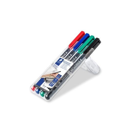 ESTUCHE 4 MARCADORES LUMOCOLOR PERMANENTE PUNTA SUPERFINA 0,4MM. SURTIDOS STAEDTLER 313 WP4