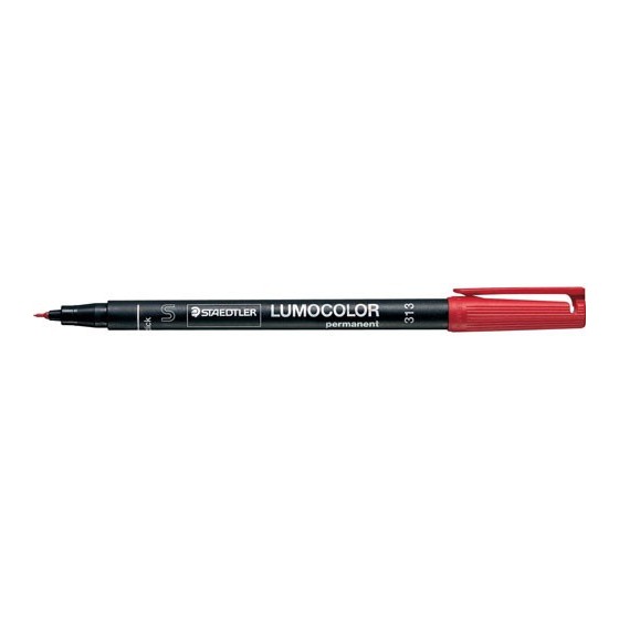 MARCADOR LUMOCOLOR PERMANENTE PUNTA SUPERFINA 0,4MM. ROJO STAEDTLER 313-2 (x10 unidades)