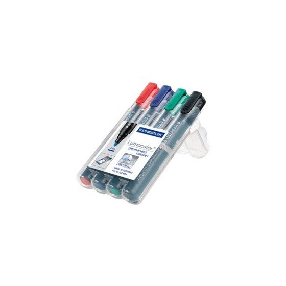ESTUCHE 4 MARCADORES PERMANENTES LUMOCOLOR 352 TRAZO 2MM. SURTIDOS STAEDTLER 352 WP4