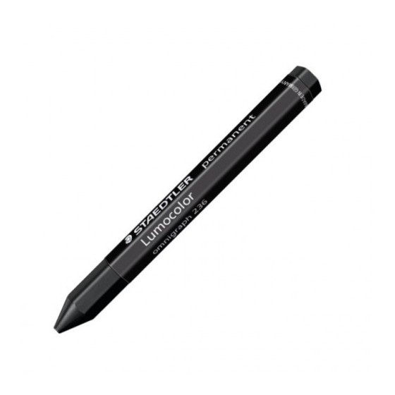 LAPIZ CERA PERMANENTE LUMOCOLOR OMNIGRAPH 12MM. NEGRO STAEDTLER 236-9 (x12 unidades)