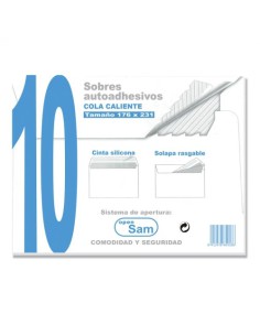 PAQUETES DE 10 SOBRES OFFSET BLANCO 176X231 90 GRS. SAM 664918