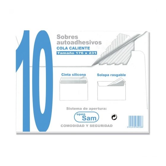PAQUETES DE 10 SOBRES OFFSET BLANCO 176X231 90 GRS. SAM 664918