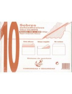 PAQUETES DE 10 SOBRES BLANCO VERJURADO 162X229 120 GRS. SAM 664930