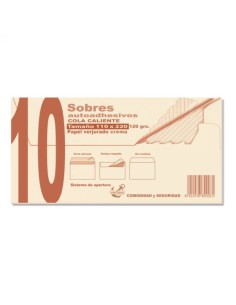 PAQUETES DE 10 SOBRES CREMA VERJURADO 110X220 120 GRS. SAM 664926