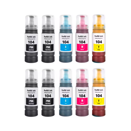 Compatible Epson 104 Pack 10 Botellas de Tinta para ET-2710