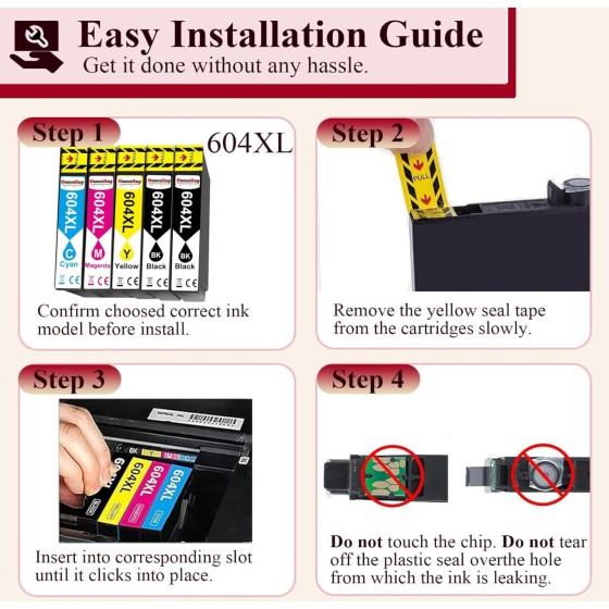 Compatible Epson 604XL Pack de 10 Cartuchos de Tinta C13T10H64010
