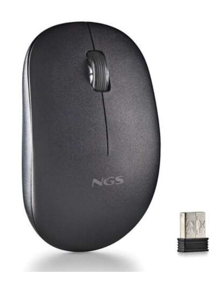 NGS Raton Inalambrico con Teclas Silenciosas - 2 Botones - Ambidiestro - Color Negro