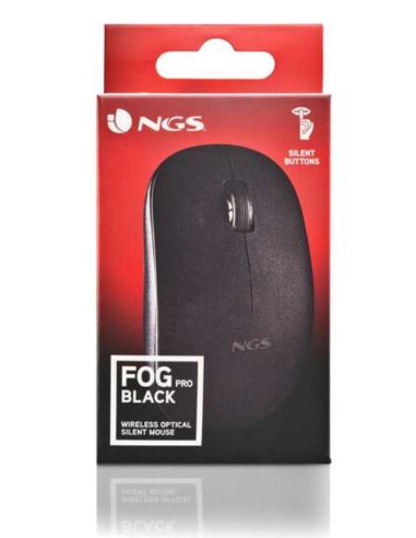 NGS Raton Inalambrico con Teclas Silenciosas - 2 Botones - Ambidiestro - Color Negro