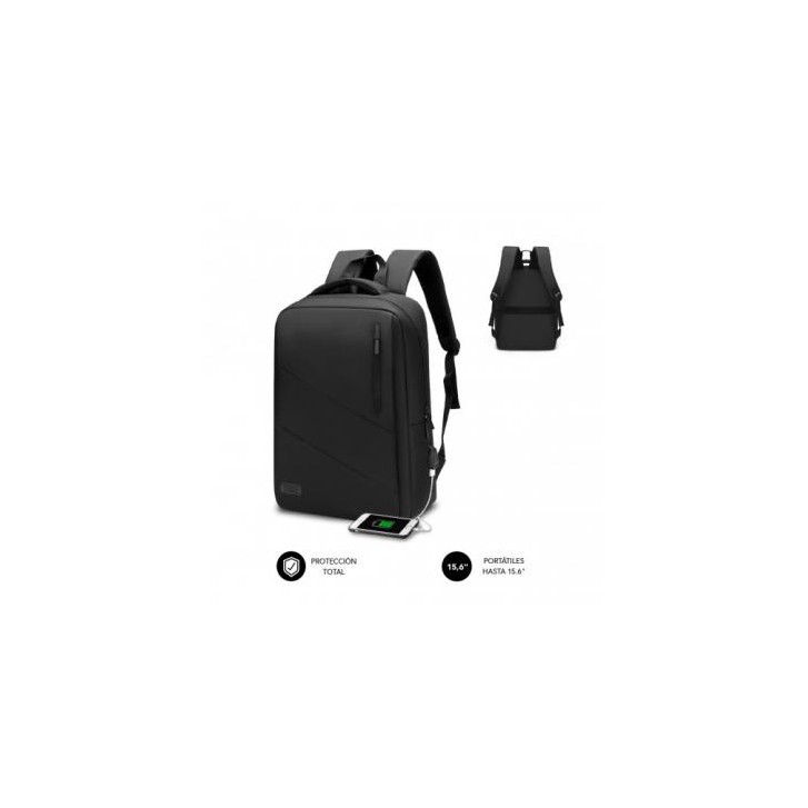 SUBBLIM City Backpack Mochila para portátil 15.6", Poliéster Oxford, Negra