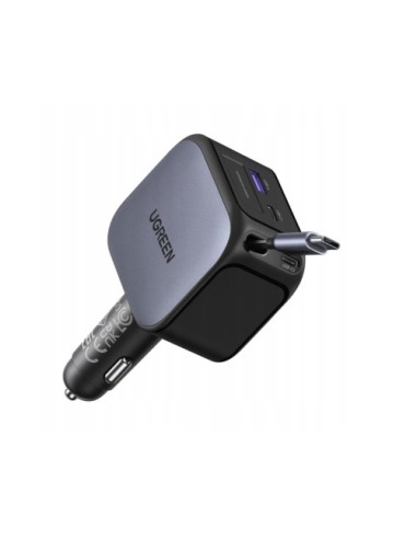 UGREEN 145W 3C1A FAST CAR CHARGER WITH RETRACTABLE USB-C CABLE