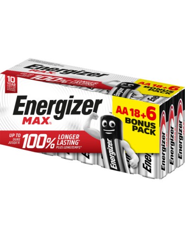 CAJA 18+6 PILAS ALKALINAS MAX TIPO LR6 (AA) ENERGIZER E303513106