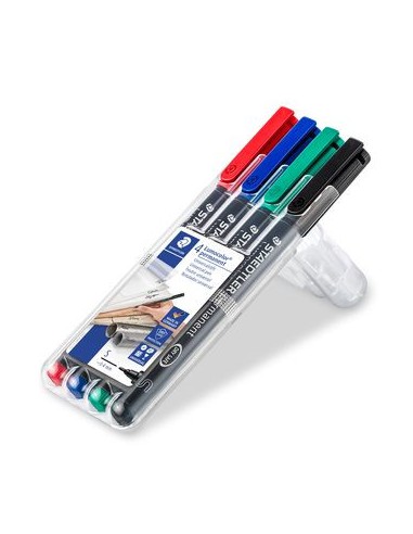ESTUCHE 4 MARCADORES LUMOCOLOR PERMANENTE PUNTA SUPERFINA 0,4MM. SURTIDOS STAEDTLER 313 WP4
