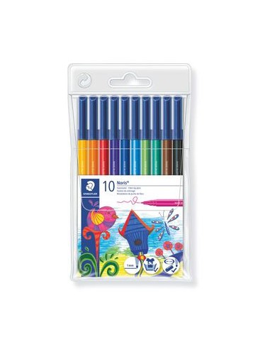ESTUCHE 10 ROTULADORES NORIS CLUB PUNTA FIBRA SIMETRICA SURTIDOS STAEDTLER 326 WP10