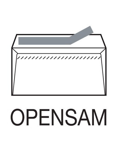 CAJA 500 SOBRES AMERICANO (115X225) OFFSET BLANCO 90 GRS. VENTANA DERECHA 45X100 B.20 D.20 OPENSAM AUTOADHESIVO TIRA SILICONA ES