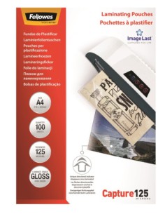 PACK 100 BOLSAS PLASTIFICACION 125 MICRAS A4 216X303 FELLOWES 5307407
