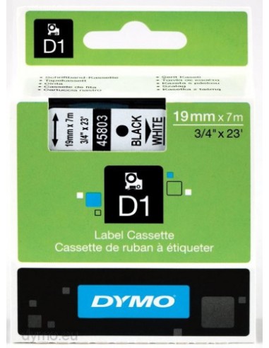 CINTA ROTULADORA D1 19MMX7M NEGRO/BLANCO DYMO S0720830