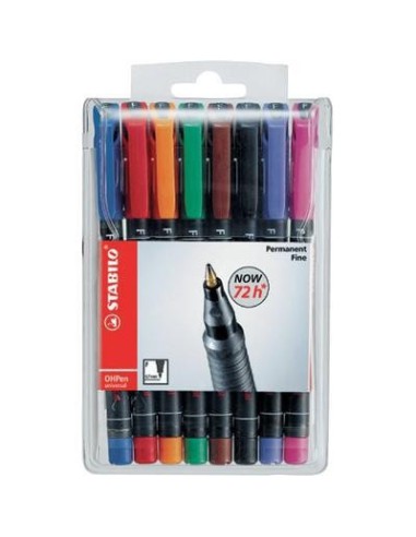ESTUCHE 8 MARCADORES PERMANENTE P.FINA SURTIDO OHPEN UNIVERSAL 0,7MM. STABILO 842/8