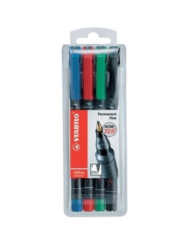 ESTUCHE 4 MARCADORES PERMANENTE P.FINA SURTIDO OHPEN UNIVERSAL 0,7MM. STABILO 842/4
