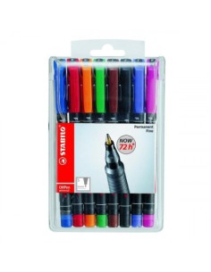 ESTUCHE 8 MARCADORES PERMANENTE P.SUPERFINA SURTIDO OHPEN UNIVERSAL 0,4MM. STABILO 841/8