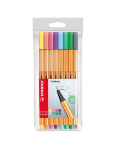 ESTUCHE ROTULADOR PUNTA FINA 0,4MM. POINT 88 CON 8 UNIDADES PASTEL STABILO 88/8-01