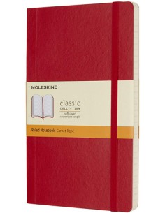 LIBRETA CLASICA TAPA BLANDA ROJO ESCARLATA L (13X21CM) RAYADA MOLESKINE QP616F2