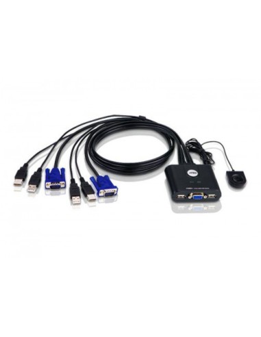 ATEN SWITCH KVM FORMATO CABLE VGA USB DE 2 PUERTOS CON SELECTOR REMOTO DE PUERTO (CS22U-AT)
