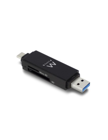 Ewent EW1075 lector de tarjeta USB 3.2 Gen 1 (3.1 Gen 1) Type-A/Type-C Negro