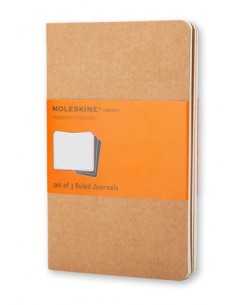 SET DE 3 LIBRETAS CAHIER MARRÓN KRAFT P (9X14CM) RAYAS MOLESKINE QP411