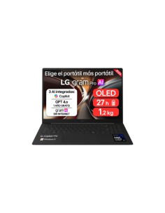 LG PORTÁTIL 16" GRAM PRO 16Z90U-K, COPILOT+ PC, WINDOWS 11 HOME, INTEL CORE ULTRA 7, 32 GB RAM, 512 GB SSD, PANTALLA OLED, LIGER