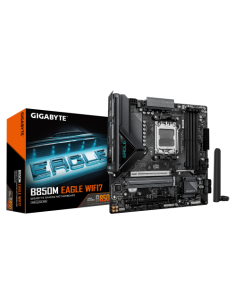 GIGABYTE B850M EAGLE WIFI7 Placa Base – CPUs AMD Ryzen Serie 9000, VRM digital de 8+2+2 fases, hasta 8200 MHz DDR5 (O.C.), 1× M.