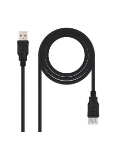 NANOCABLE CABLE USB 2.0, TIPO A/M-A/H, NEGRO, 1.8 M