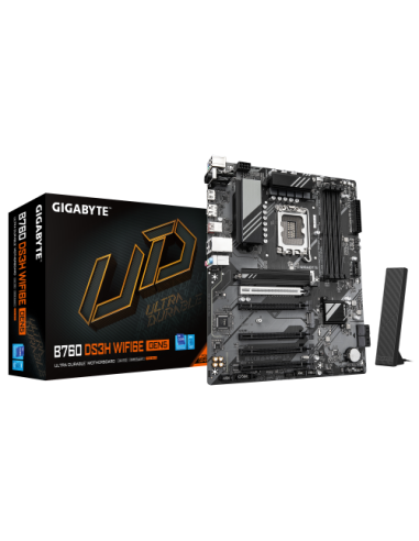 PLACA GIGABYTE B760 DS3H WF6E GEN5,INTEL,1700,B760,4DDR5,256GB,HDMI+DP,4SATA+2M.2,GBLAN+WIFI6E+BT5.3,3USB3.2+2USB-C,ATX