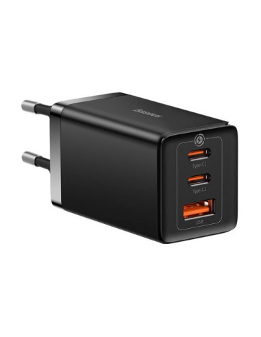 BASEUS GAN5 PRO FAST CHARGER 2C+U 65W  EU  BLACK(INCLUDE：BASEUS XIAOBAI SERIES FAST CHARGING CABLE TYPE-C  TO TYPE-C 100W(20V/5A
